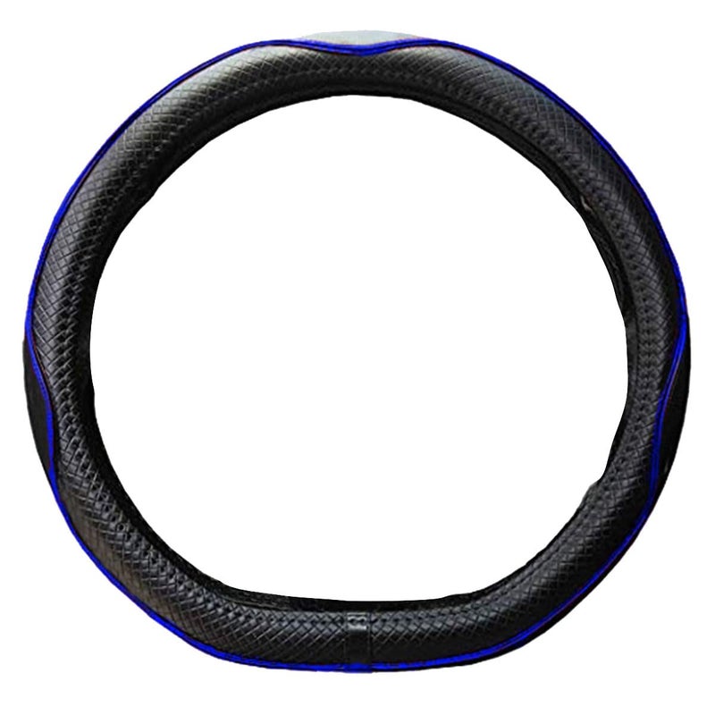 Mayco Bell Flat Bottom Steering Wheel Cover Anti-Slip,Safety,Soft,Breathable,Durable,Full Surround,Comfortable Grip Microfiber Leather (D Shape, Black Dark Blue) - Image 4